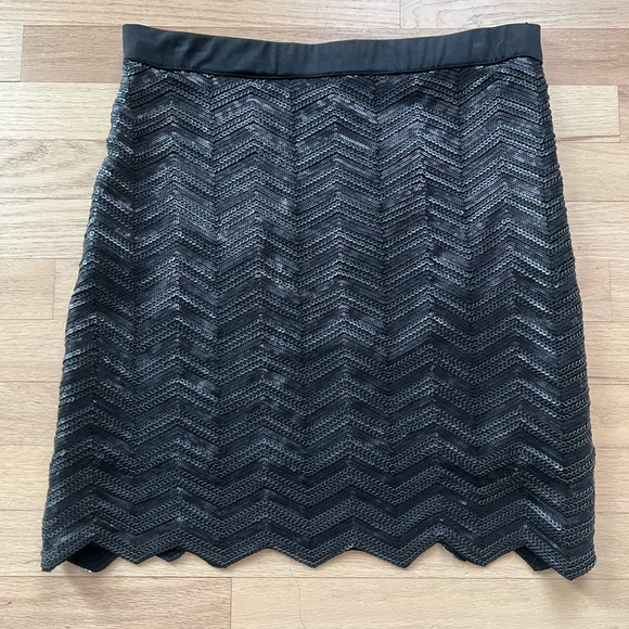 Faux Leather Zigzag Sequin Skirt - Picture 1 of 7
